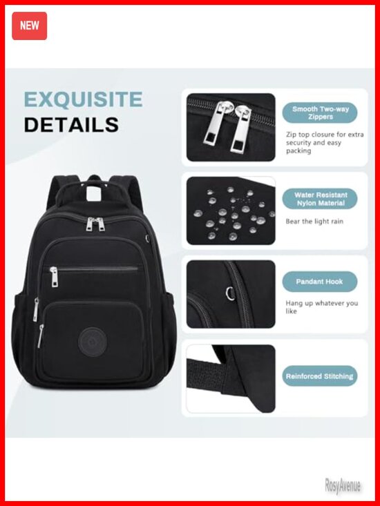 Mini Backpack for Women, 2pcs Lightweight Nylon Bookbag Purse with Wallet and main image 4